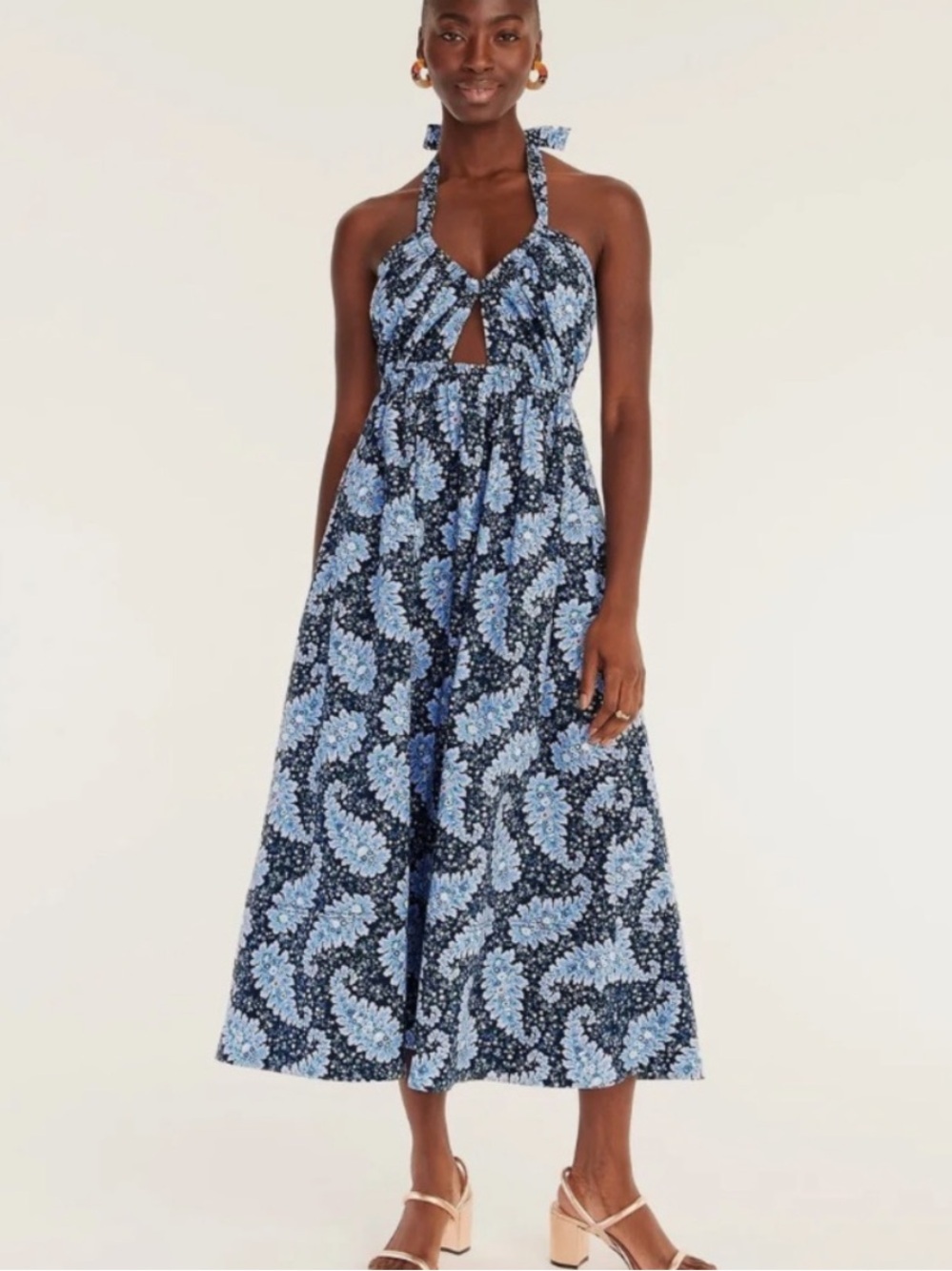 J.Crew Collection Halter cutout midi dress in ratti pacific paisley size 4